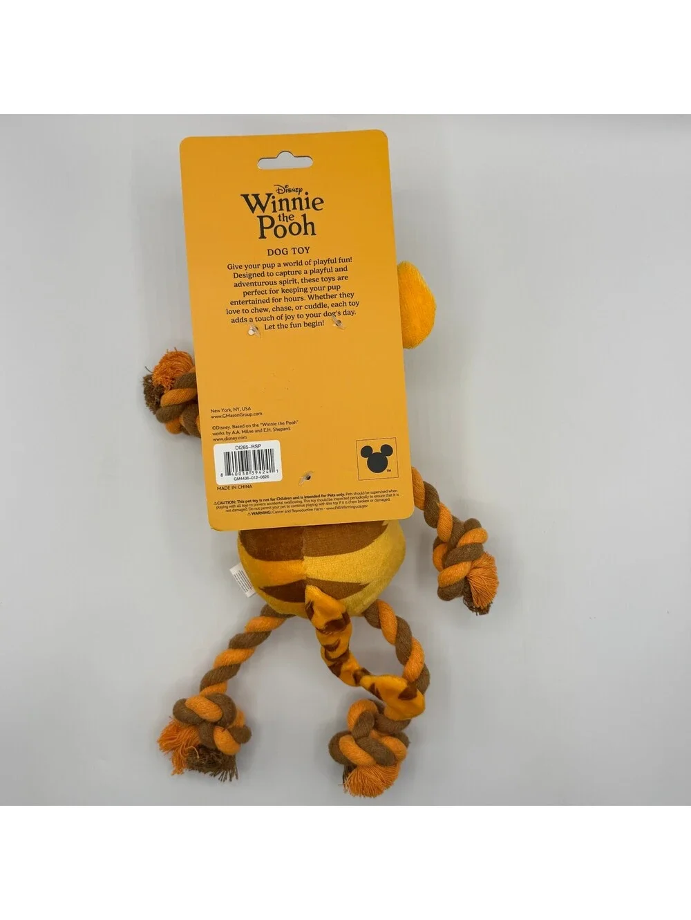 Disney Winnie the Pooh Tigger Rope and Plush Squeaker Dog Toy Disney 100 NEW